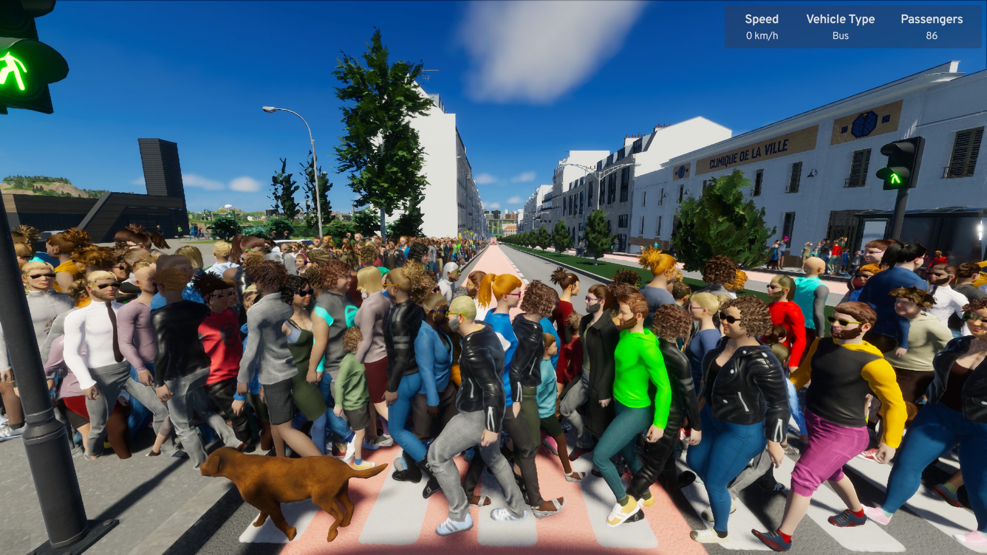 Masses of pedestrians in Cities Skylines 2