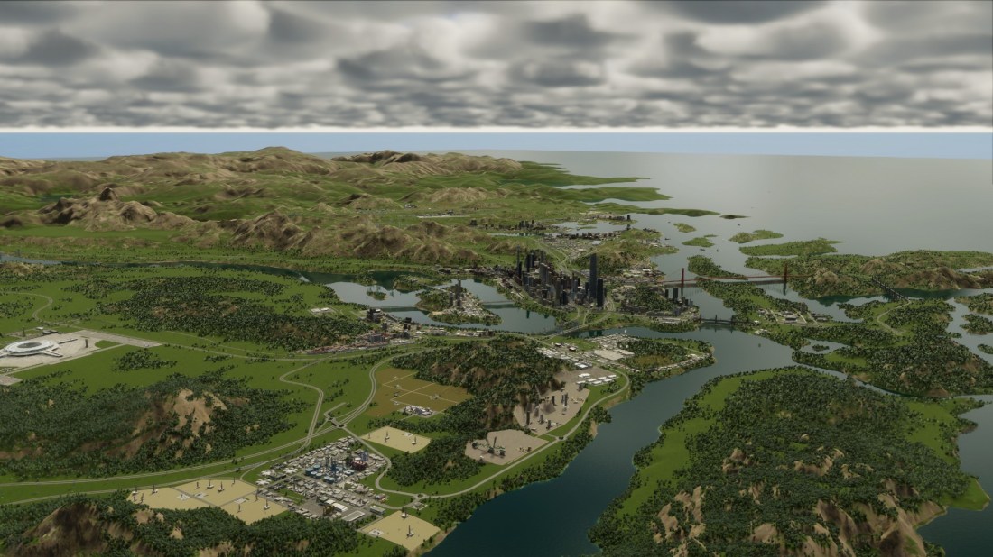 Looking towards the City Centre from Taranaki. The International Airport can be seen to the left